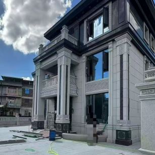 东营 别墅干挂，芝麻白与芝麻黑完美配合