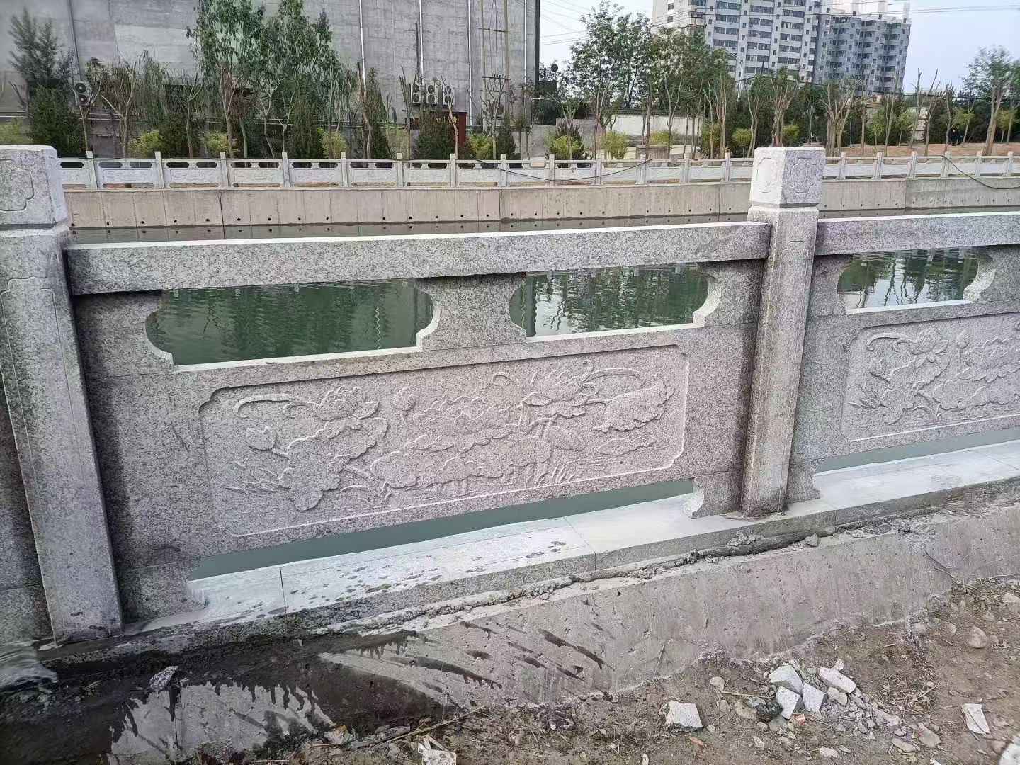 东营 芙蓉白大花桥梁、河道，石材栏杆、围栏、护栏